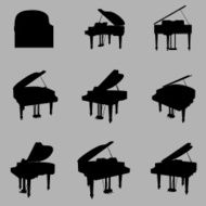 vector piano silhouette set