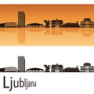 Ljubljana skyline in orange background