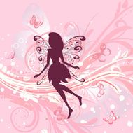 Fairy girl on a romantic floral background