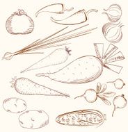 Vegetable Set Monochrome Silhouettes