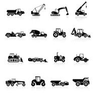 Road Construction Vehicles Silhouette - Black Series
