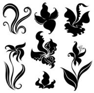 Black flower design elements