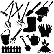 Vector silhouette of garden supplies N2