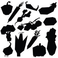 Vector silhouette of geometric vegetables