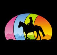 Beautiful horse rider with colorful background