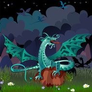 dragon in the night landscape