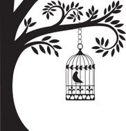 bird cage and tree