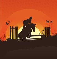 Horse Jumping sunset
