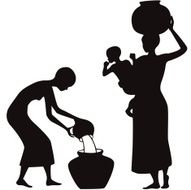 African Women gathering water N2