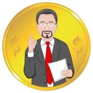 Businessman on a gold coin background