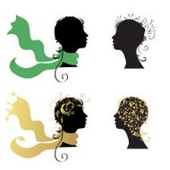 Beautiful woman head silhouette for your design N2