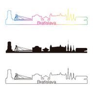 Bratislava skyline linear style with rainbow