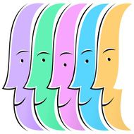Happy people face in profile (seamless line of objects) N2