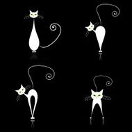 White cats silhouettes for your design