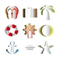 Paper Vector summer poster set made from papercut icons