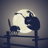 Vector Black Cat vs Dark Pumpkin