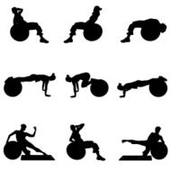 Women exercising with a fitness ball