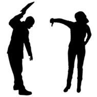 Vector silhouette of a people with computer N6