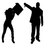 Vector silhouette of a people with computer N7