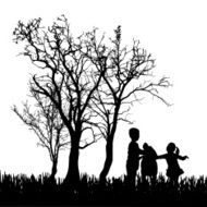 Vector silhouette of children N448