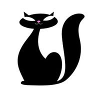 Sitting cat silhouette Cute cartoon illustration