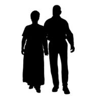 Vector silhouette of old people N114