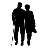 Vector silhouette of old people N115