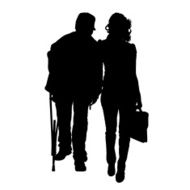 Vector silhouette of old people N116