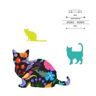 Cat silhouettes on the white background