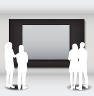 Peoples Silhouettes Looking on the Empty Frame in Art Gallery N5
