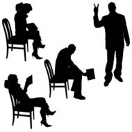 Vector silhouette of a people with computer N10