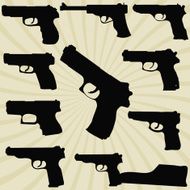 Set of silhouettes pistols