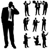Vector silhouette of business people N69