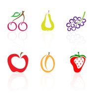 Set of colored fruit icons