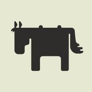 Silhouette of square shape cute horse standing sideways