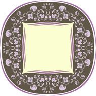 Floral pattern frame Round Brown and lilac