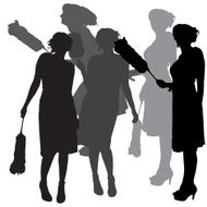 Vector silhouette of a cleaning lady N3