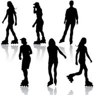Silhouettes of people rollerskating N2