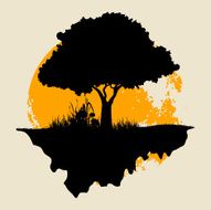 Tree Silhouette with Moon