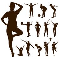 Silhouette people exercise design background
