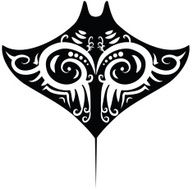 Manta Ray Line Tribal Silhouette