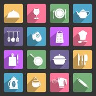 Kitchen utensil icons-flat design