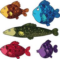 Fishes cartoon set