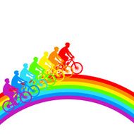 cyclist a rainbow