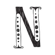 The vintage style letter N