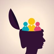 Thinking concept-Human head with people icon