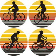 cyclists silhouettes on the background N2