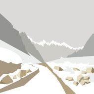 Winter mountain landscape background vector illustration