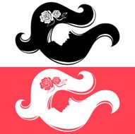 Set of beautiful girl silhouette