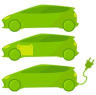 Set of three ecological green cars
